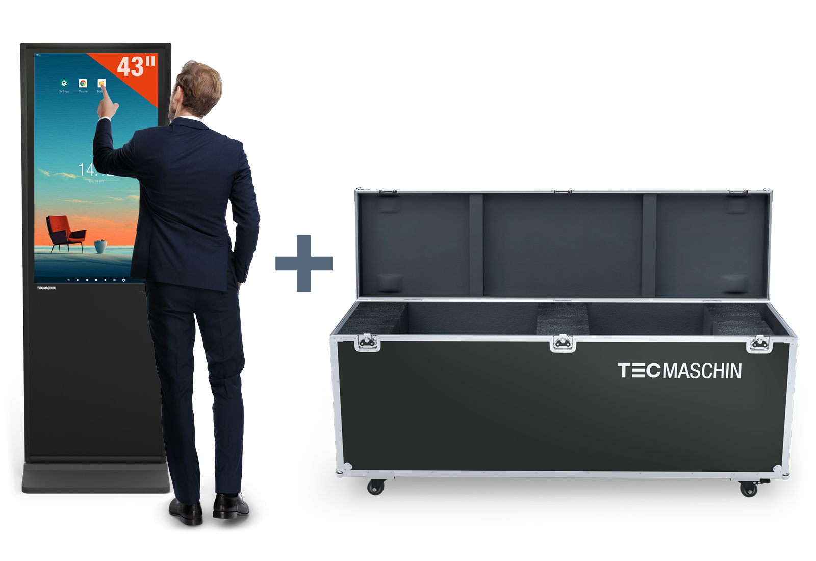 Digitaal reclame scherm DKST-LED43 met touchscreen incl. transportbox ...