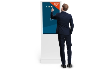 Digitaal reclame scherm DKST-LED43 met touchscreen, 43 in display, Android 11, wit, 610 mm x 450 mm x 1.787 mm, TecMaschin 