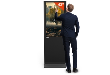 Digitaal reclame scherm DKST-LED43 met touchscreen, 43 in display, Android 13, zwart, 610 mm x 450 mm x 1.787 mm, TecMaschin 
