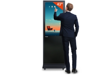Mobiel digitaal reclame scherm DKST-LED43 met aanraakscherm, 43 in Display, Android 13, zwart, 610 mm x 450 mm x 1.877 mm, TecMaschin 