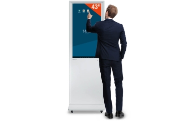 Mobiel digitaal reclame scherm DKST-LED43 met aanraakscherm, 43 in Display, Android 11, wit, 610 mm x 450 mm x 1.877 mm, TecMaschin 