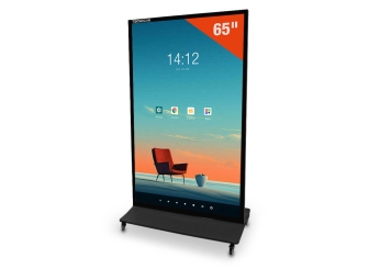 Mobiel digitaal reclame scherm DKS-LED65, 65 in, Android 13, zwart, 870 mm x 450 mm x 1.555 mm, TecMaschin 