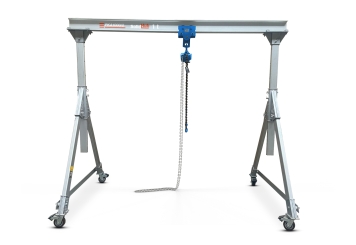 Mobiele portaalkraan PKA1000/2 incl. kettingtakel, aluminium, max. last 1.000 kg, 2.409 mm hijshoogte, SolidHub 