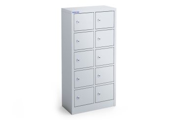 Kluiskast WSFS10 met 10 compartimenten, grijs, Plaatstaal, TOPREGAL 