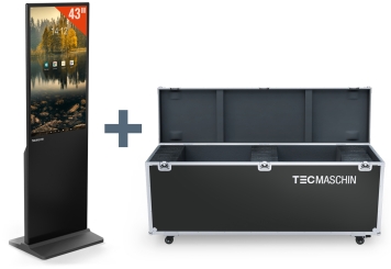 Digitaal reclame scherm DKS-LED43 incl. transportbox, 43 in display, Android 13, zwart, TecMaschin 