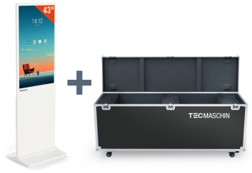 Digitaal reclame scherm DKS-LED43 incl. transportbox, wit, 43 in Display, Android 11, TecMaschin 