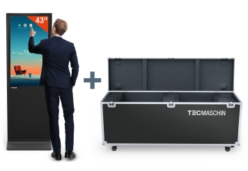 Digitaal reclame scherm DKST-LED43 met touchscreen incl. transportbox, zwart, 43 in Display, Android 13, TecMaschin 