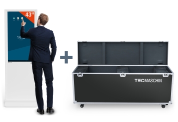 Digitaal reclame scherm DKST-LED43 met touchscreen incl. transportbox, wit, 43 in Display, Android 11, TecMaschin 