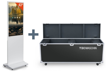 Mobiel digitaal reclame scherm DKS-LED43 incl. transportbox, wit, 43 in display, Android 11, TecMaschin 