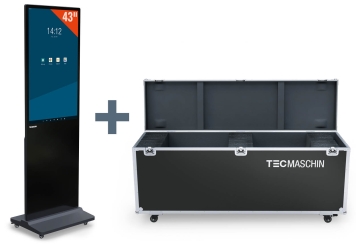 Mobiel digitaal reclame scherm DKS-LED43 incl. transportbox, zwart, 43 in display, Android 13, TecMaschin 