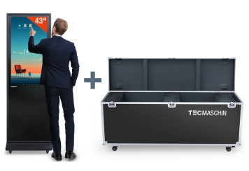 Mobiel digitaal reclame scherm DKST-LED43 met touchscreen incl. transportbox, zwart, 43 in display, Android 13, TecMaschin 