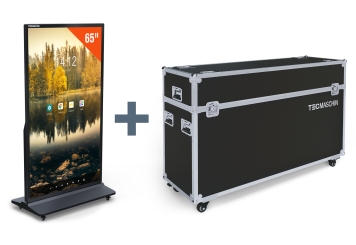 Mobiele digitaal reclame scherm DKS-LED65 incl. transportbox, 65 in display, Android 13, zwart, 870 mm x 450 mm x 1.555 mm, TecMaschin 