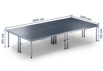 4 m x 2 m Mobiel podium EBM850/2, 805 mm hoog, 4 x modules, 850 kg max. belasting 