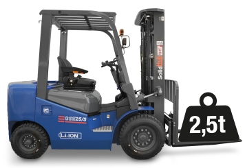 LI-ION Elektrische Heftruck GSE25/5, geïntegreerde oplader, laadvermogen 2.500 kg, SolidHub 