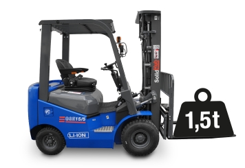 LI-ION Elektrische Heftruck GSE15/5, geïntegreerde oplader, laadvermogen 1.500 kg, SolidHub 