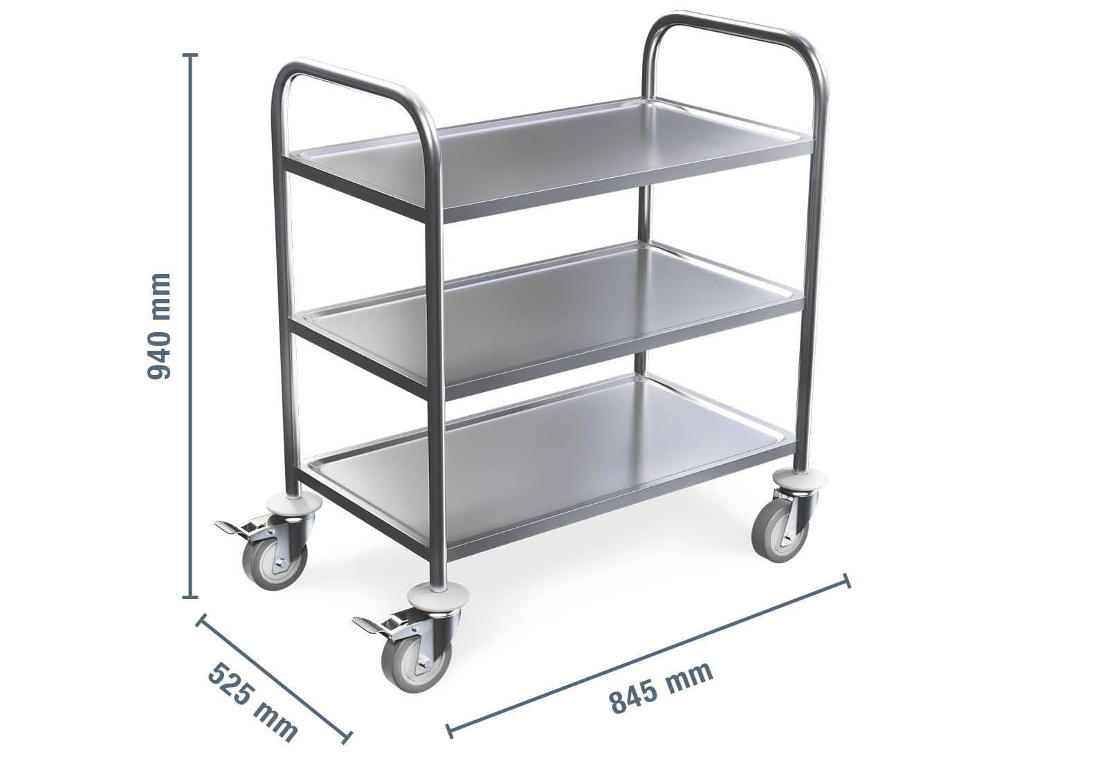 QJSZMEI Carrito de Servicio, 3 Niveles Plegable Estantes Acero Inoxidable Carrit